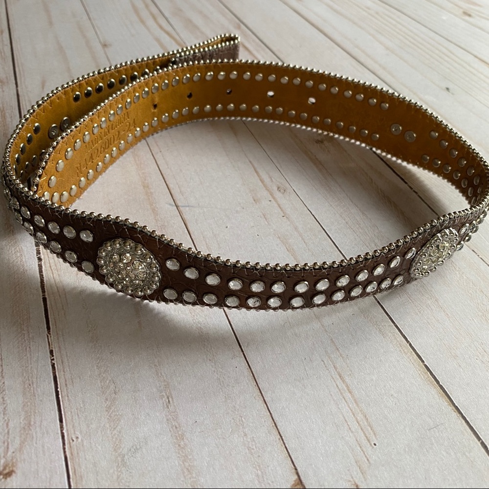 Nocona Leather & Rhinestone Studded Belt